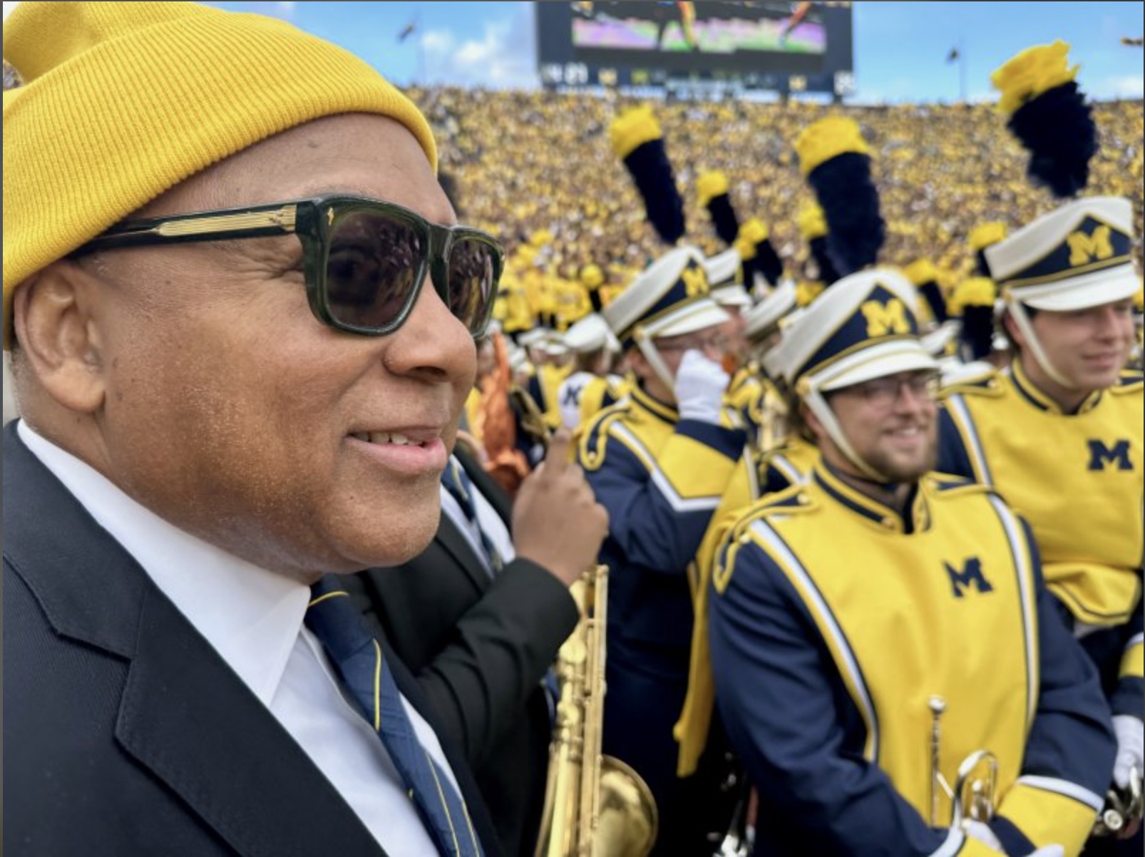 Wynton Marsalis at the Big House wit Marching band trumpeters, 2022